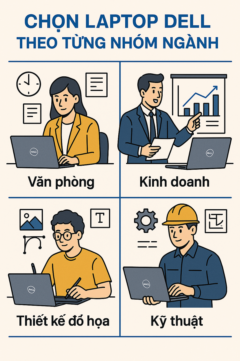 Chọn laptop Dell theo từng nhóm ngành