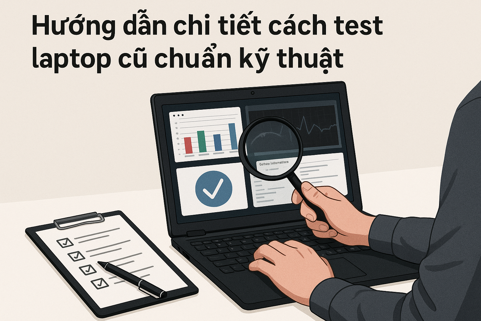Hướng dẫn chi tiết cách test laptop cũ chuẩn kỹ thuật